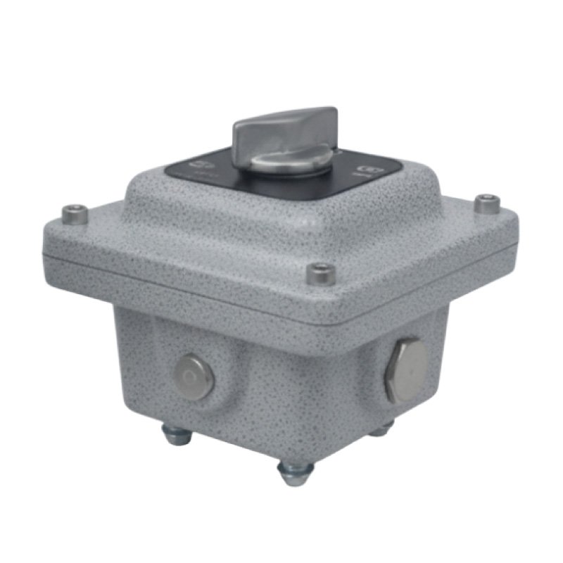 Start-stop switch group in an Ex d die-cast aluminium enclosure