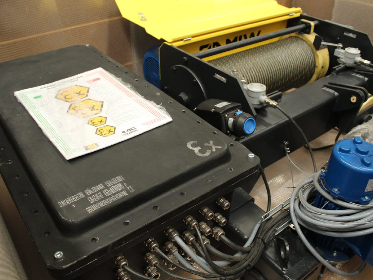 Crane girder with a mounted ex-proof control panel