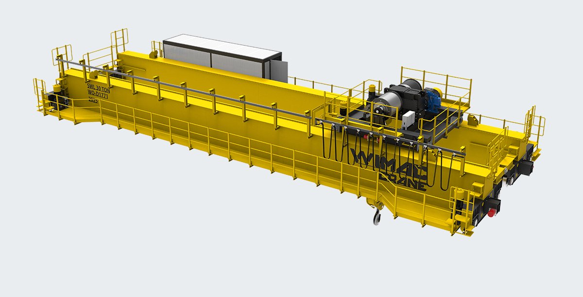 Wimac steel mill crane for Egypt, a heavy-duty process crane operating above a furnace bay